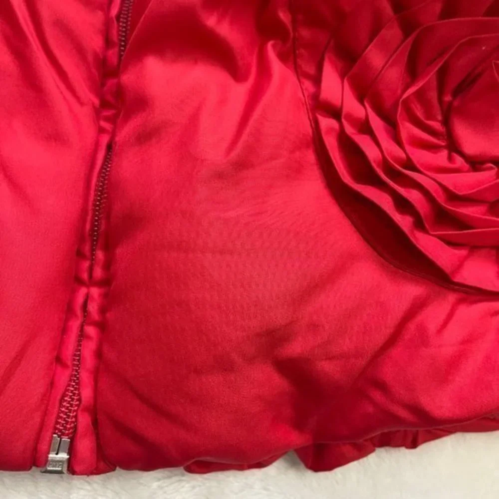 Rothschild Girl's Red Flower Pocket Full Zip Puffer Jacket Toddler‎ Size 4T